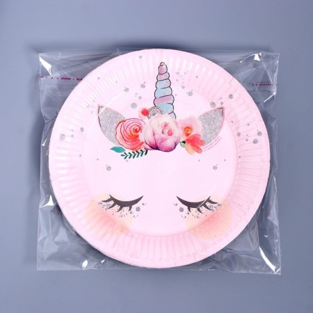 Disposable paper plate "Mordochka unicorn" (18 cm),-3