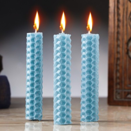 Set of candles from wax "Calm and inner Harmony", 3 pcs, 8x1.7 cm, 45 minutes, blue