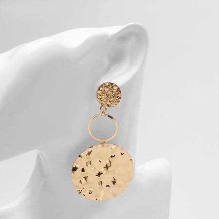 Earrings Metal "Atmosphere" three disks, color gold-1