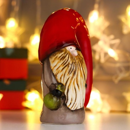 Souvenir Ceramics "Santa Claus, gray caftan and red cap" 16.5x7.5x11 cm-2
