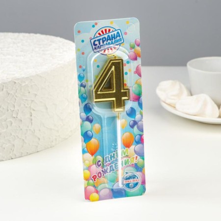 Candle in the cake number "4" gold, 5 cm-1