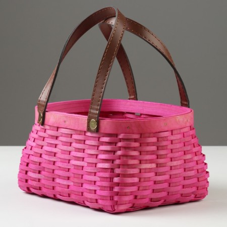 Wicker basket, 21 x 16 x 10/22 cm, pink, sequoia-1