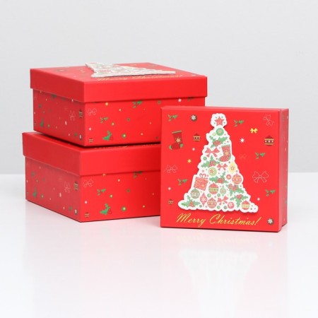 A set of boxes 3 in 1 15.5x15.5x7.5 - 18x18x8.5 - 20x20x9.5 cm.