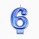Candle for the Cake "European Giant", a number 6, 7 cm, blue metallic