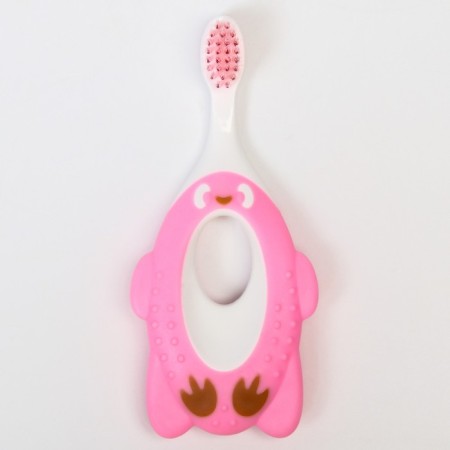 Children's toothbrush, nylon, with a limiter, pink color
