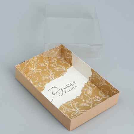 Confectionery packaging, Makarun box with PVC lid, “Handmade”, 18 x 12 x 3.5 cm-1