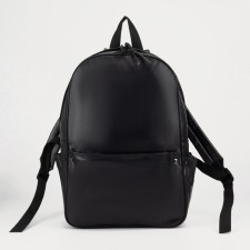 Women's backpack made of artificial leather with lightning, 3 pockets, black color