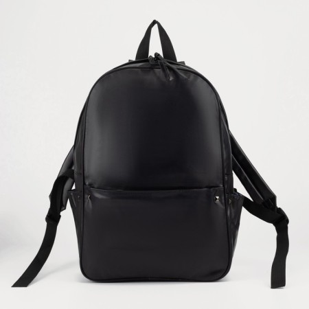 Women's backpack made of artificial leather with lightning, 3 pockets, black color