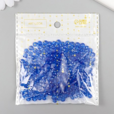 Beads for creativity plastic "Crystal with faces of blue" set of 20 g 0.4x0.6x0.6 cm-2