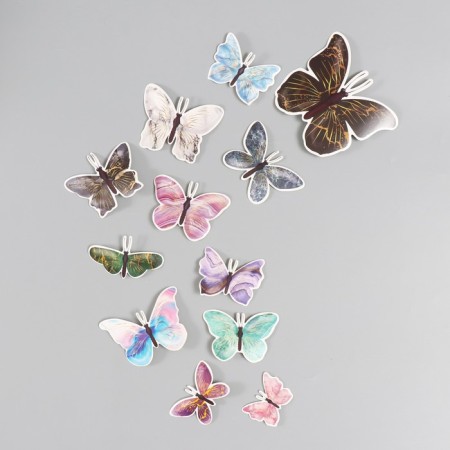 Butterflies cardboard "marble with gold" set 12 pcs h = 4-10 cm-2