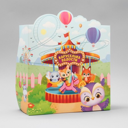 Gift folding box, packaging, "carousel of joy", 25 x 25 x 10 cm-1