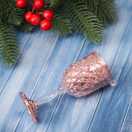 Decoration Christmas tree "Ground Glass" 10.5x4.5 cm, transparent pink-1