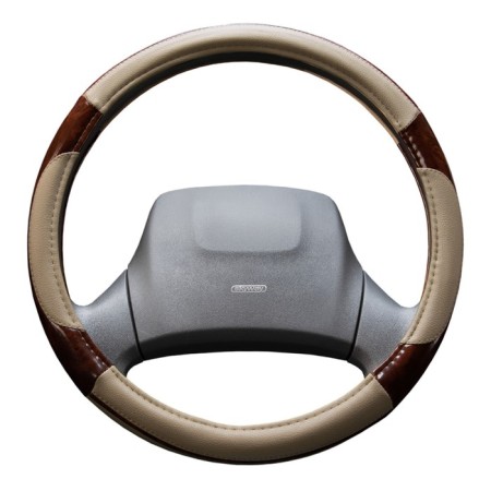 SkyWay braid, leather, size l, beige, with wood inserts, s01102331-9