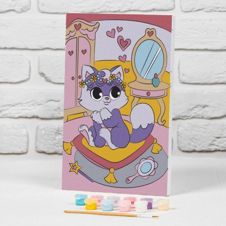 Picture on numbers for children on the subframe "kitten on the ottoman", 20 x 30 cm-1