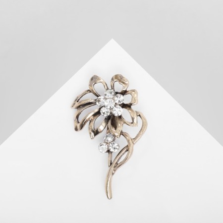 Brooch "Flower", white color in black gold-1