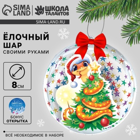 Do -it -yourself Christmas ball for the New Year "Snake in the cap", New Year's set for creativity