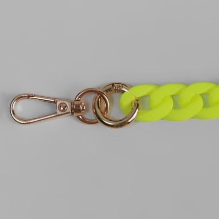 A chain for a bag, plastic, with carbines, 23 × 17 mm, 68 cm, neon yellow/gold color-1