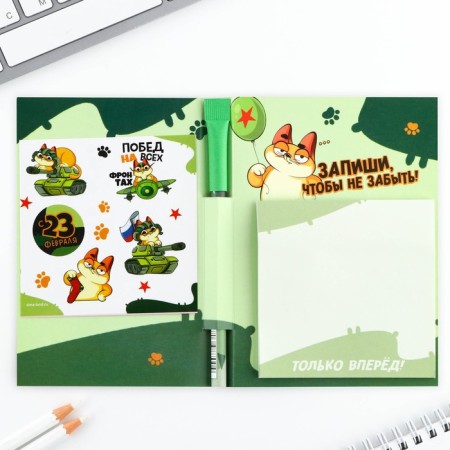Set "From February 23", Paper Block 30 L, Blue Paste Hand 1.0 mm and 5 pcs of stickers-2