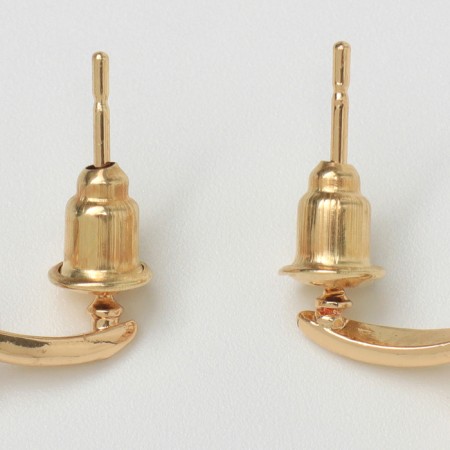 Earrings with rhinestones "Magic" hearts, white color in gold-2