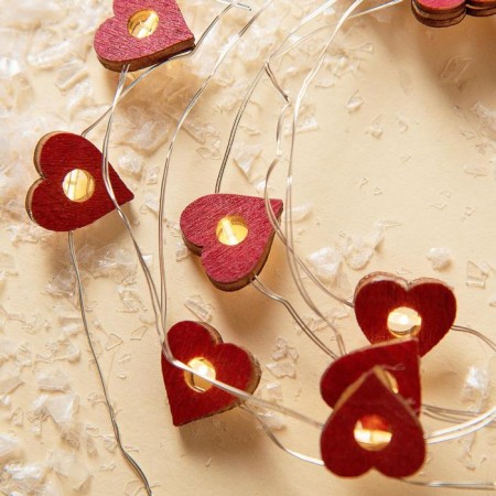 Garland “thread” 2 m dews with nozzles “heart”, IP20, silver thread, 20 LED, warm white glow, AAX2-3
