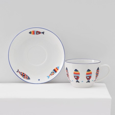 Service Porcelain Tea Daulay "Emelya", 12 objects: 6 cups 280 ml, 6 saucer d = 15 cm, white color-3