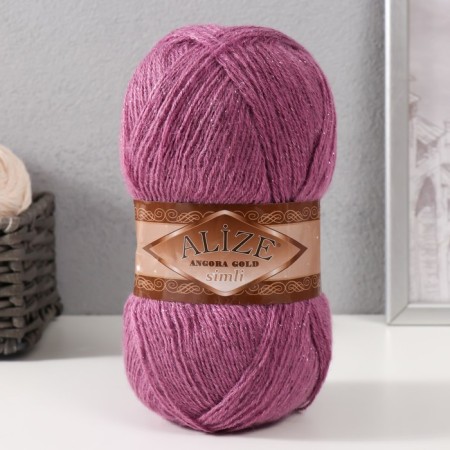 Yarn "Angora Gold Simli" 75% acrylic, 20% wool, 5% metallic 500m/100g (28 yoke rose)