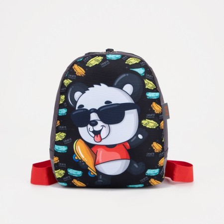 Baby backpack on a zipper, a reflective strip, gray color