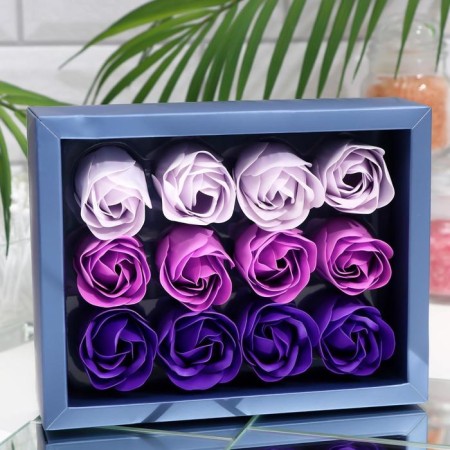 Soap roses, colored shades, set of 12 pcs.-1