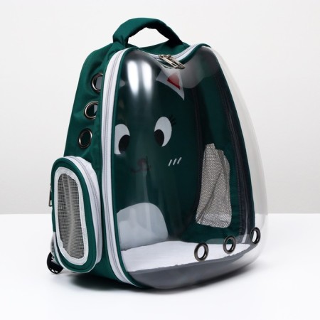 A backpack for carrying animals "cat", transparent, 34 x 25 x 40 cm, green-2