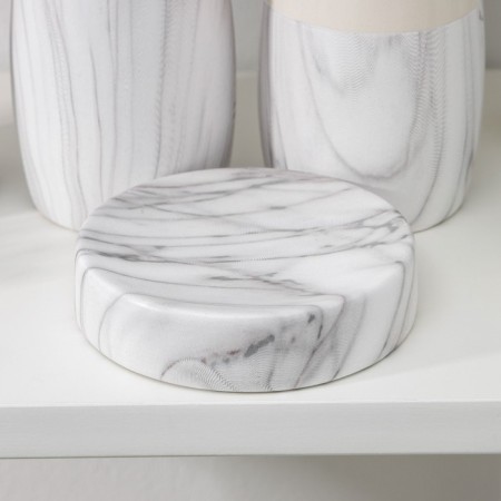 A set of accessories for the bathroom "Marble", 4 items (400 ml dispenser, soap dish, 2 glasses), white color-1