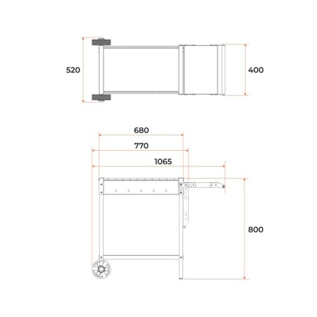 Marbage "Mah 202" 106.5 x 52 x 79.7 cm, 2 mm, wheels, lateral shelf-2