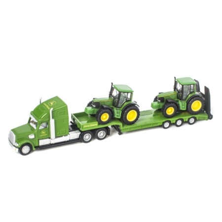 John Deere toy tractor with two tractors, green, scale 1:87