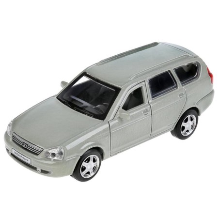 Metallic machine Lada Priora, 12 cm, doors and trunk, inertia, beige color open