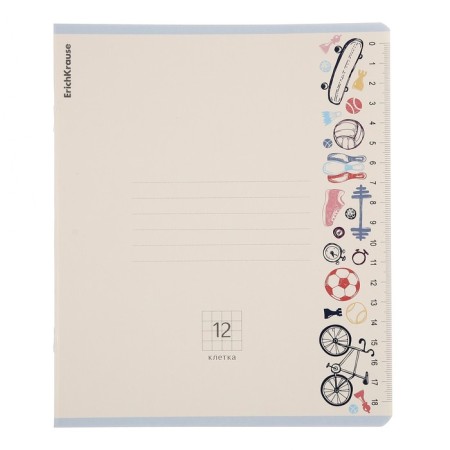 Notebook of 12 sheets in the Erichkrause "Ruler Hobby", the cover coated cardboard, an offset block 100%, mix-8