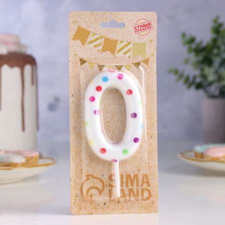 Candle in a cake for a birthday "Confetti", number "0", giant, 9 cm-1