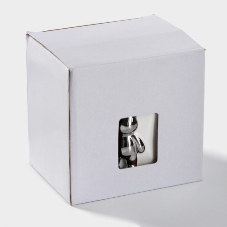 Ceramic mug with a spoon "Stylish Bear", 320 ml, white color-3