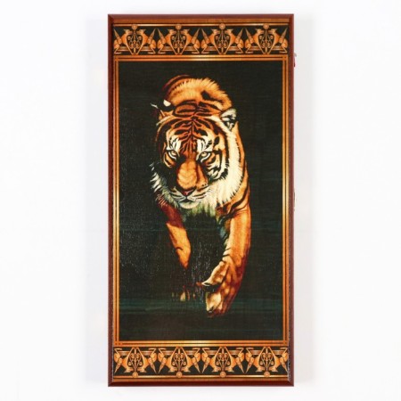 Sherkhan backgammon, wooden board 40 x 40 cm, with a field for playing checkers