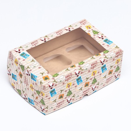 Packaging for 6 cupcakes with the “New Year's Post” window, 25 x 17 x 10 cm, 1 pc.-2