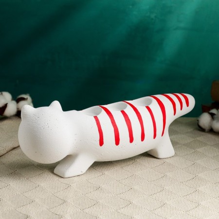 Leopold candlestick White with painting, 12cm-3