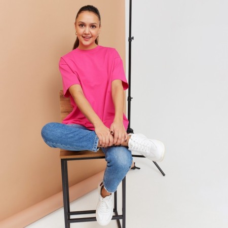 Women's T-shirt Minaku Oversize Fit: Fuchsia Color, Rr. 48-4