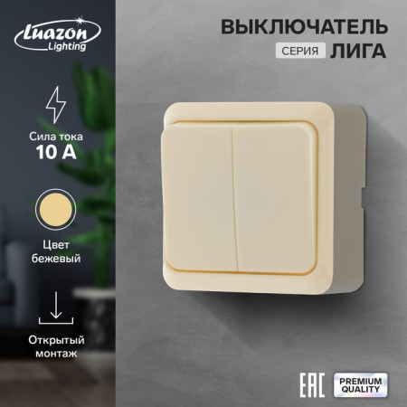 Luazon Lighting "League" switch, 10 A, 2 keys, invoices, beige