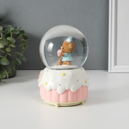 Souvenir Polystone Water Ball Light, Music "Bear and Cake" MIX 10.2x10.2x15.8 cm-4