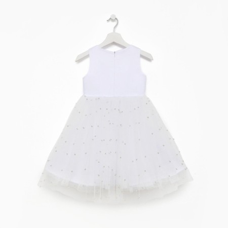 Children's dress with beads kaftan p. 34 (122-128 cm), white-3