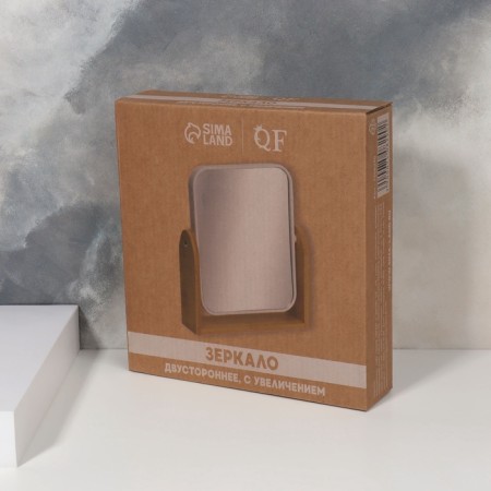 Mirror desktop, bilateral, with an increase, mirror surface 14.2 x 17.6 cm, beige/white color-3