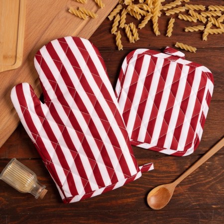 Kitchen set 2 objects of the share color Burgundy Take 17x17 cm, mittens 26x16 cm, 100% p/e