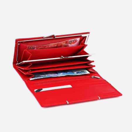 Women's wallet on magnets, red color-2