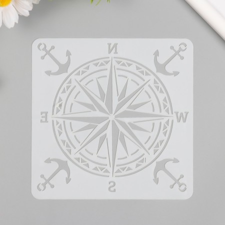 Stencil plastic "Compass, anchor" 15x15 cm