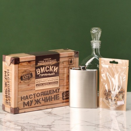 Set for the preparation of alcohol “whiskey”: herbs and spices 19 g, rod 500 ml., Flake 240 ml., Instructions
