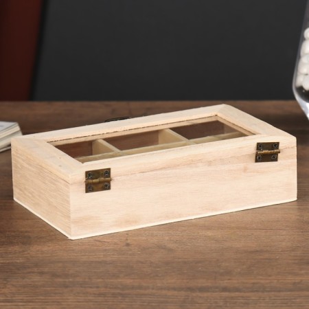 Casket Wood for painting for trifles with a glass insert 17x10x4.5 cm-4
