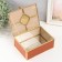 Casket Glass, leatherette with a metal frame "Eastern pattern" red 14.6x18.6x7 cm